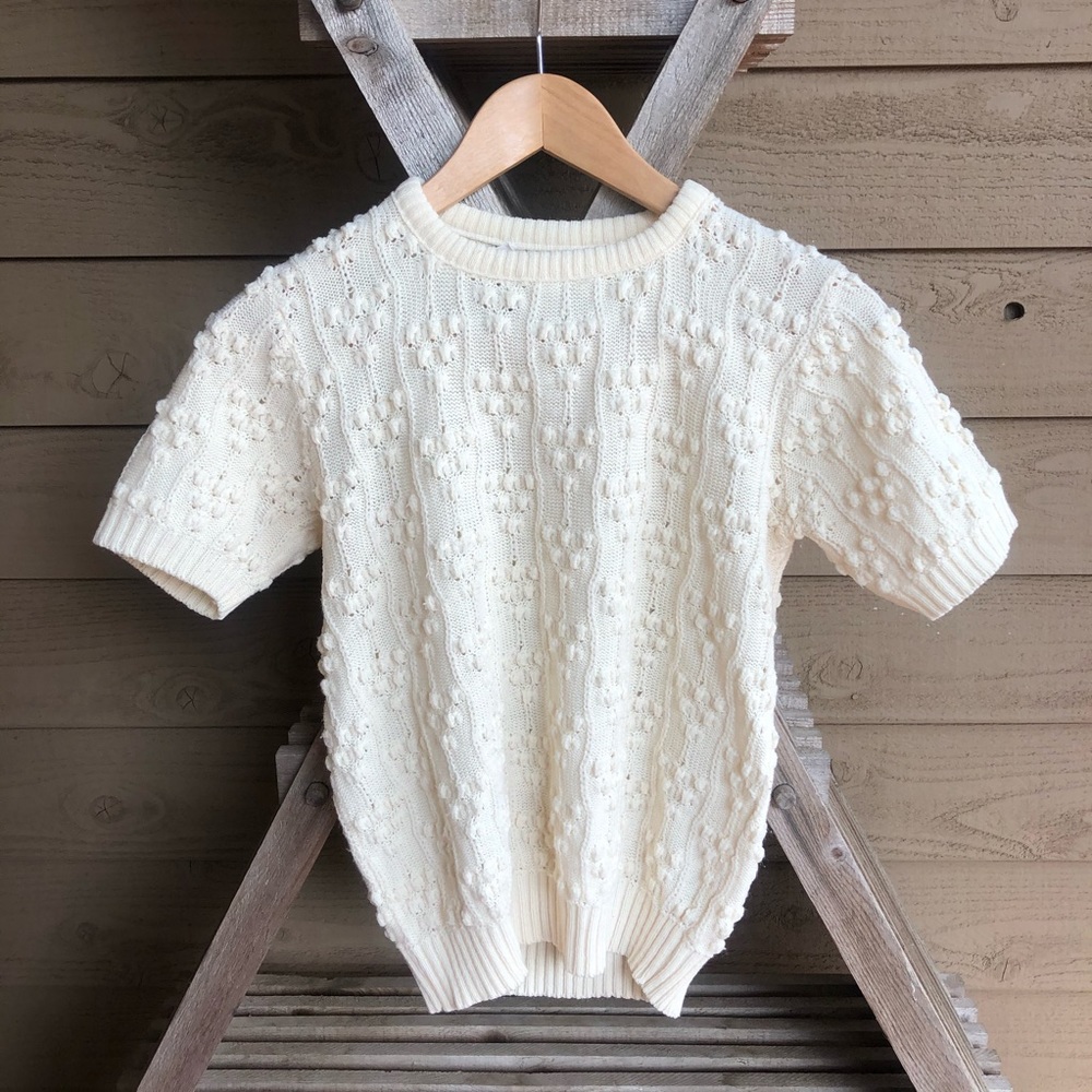Vintage Cropped School Sweater, Textured